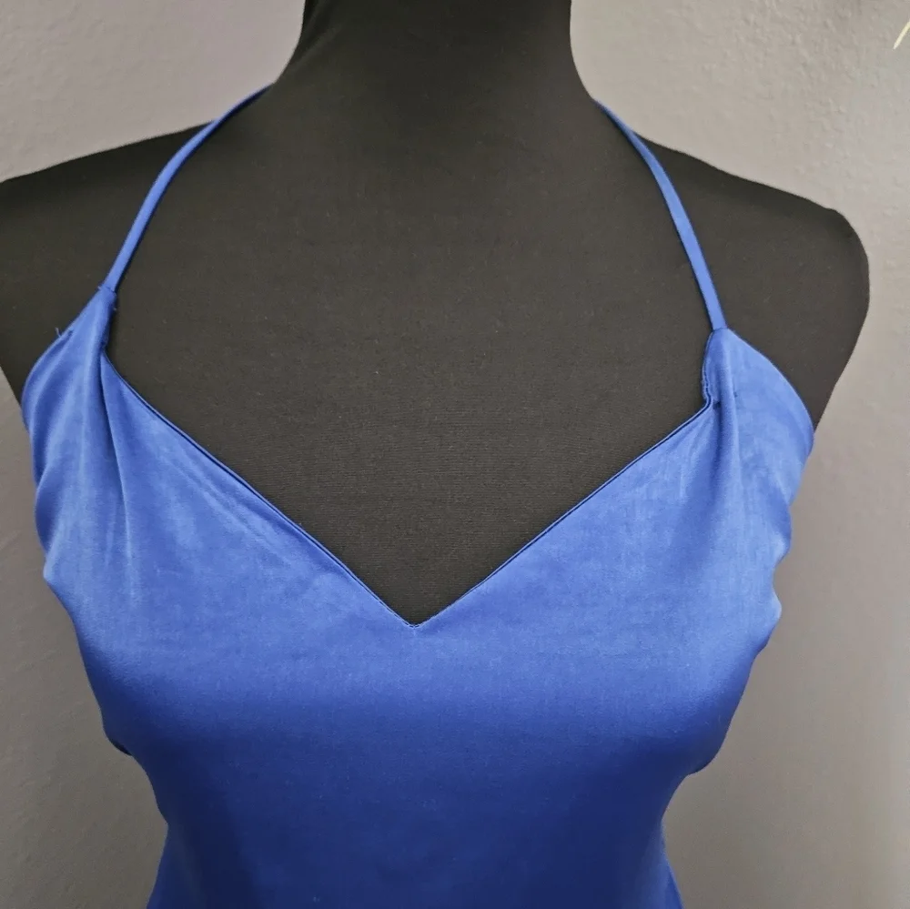 Urban Outfitters Blue Silky Maxi Dress With Side Slit - small - Picture 5 of 13